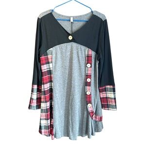 Plaid Accent Tunic Top by Rosegal